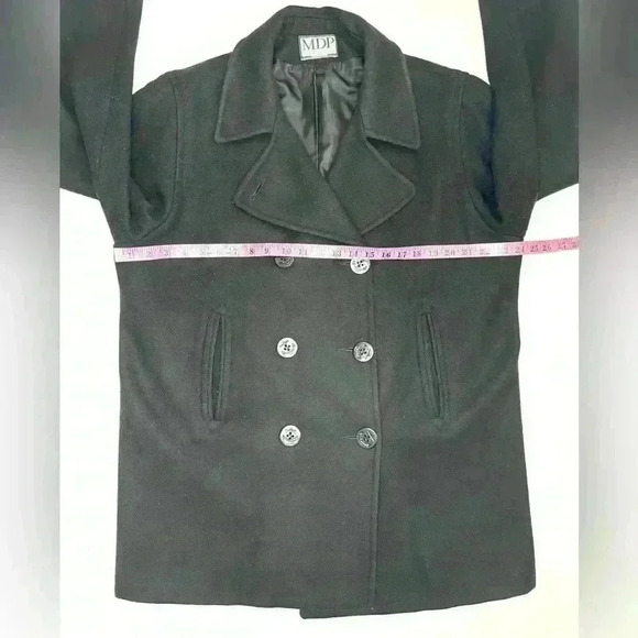 MDP Mario De Pinto Women’s Wool Blend Black Pea Coat Double Breasted Size- XL - Picture 4 of 9